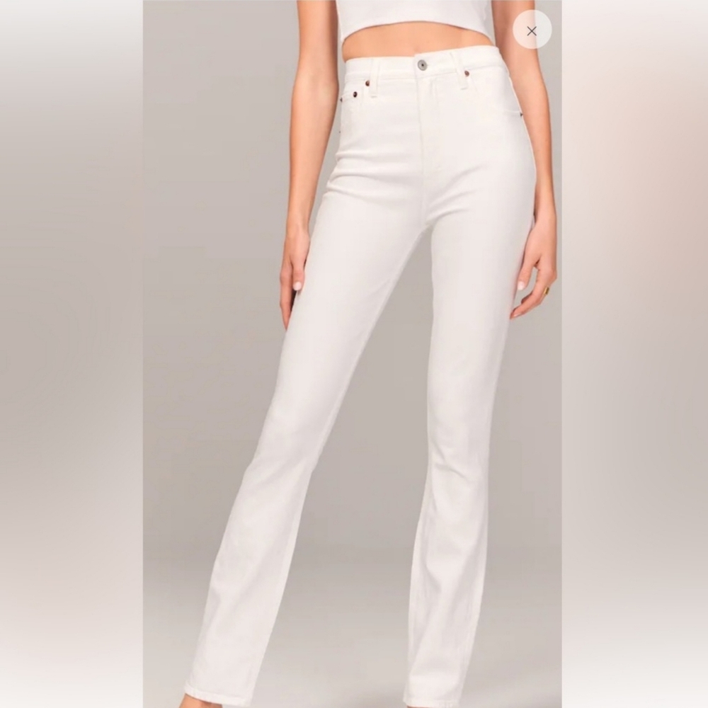 A&F - Curve Love - Ultra High Rise Slim Straight Jeans - White - Sz 27/4R